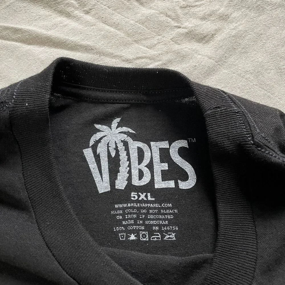 Vibes Bailey Apparel Trippy Graphic T-Shirt Mens 5XL Black Psychedelic Tee Shirt - Picture 3 of 5
